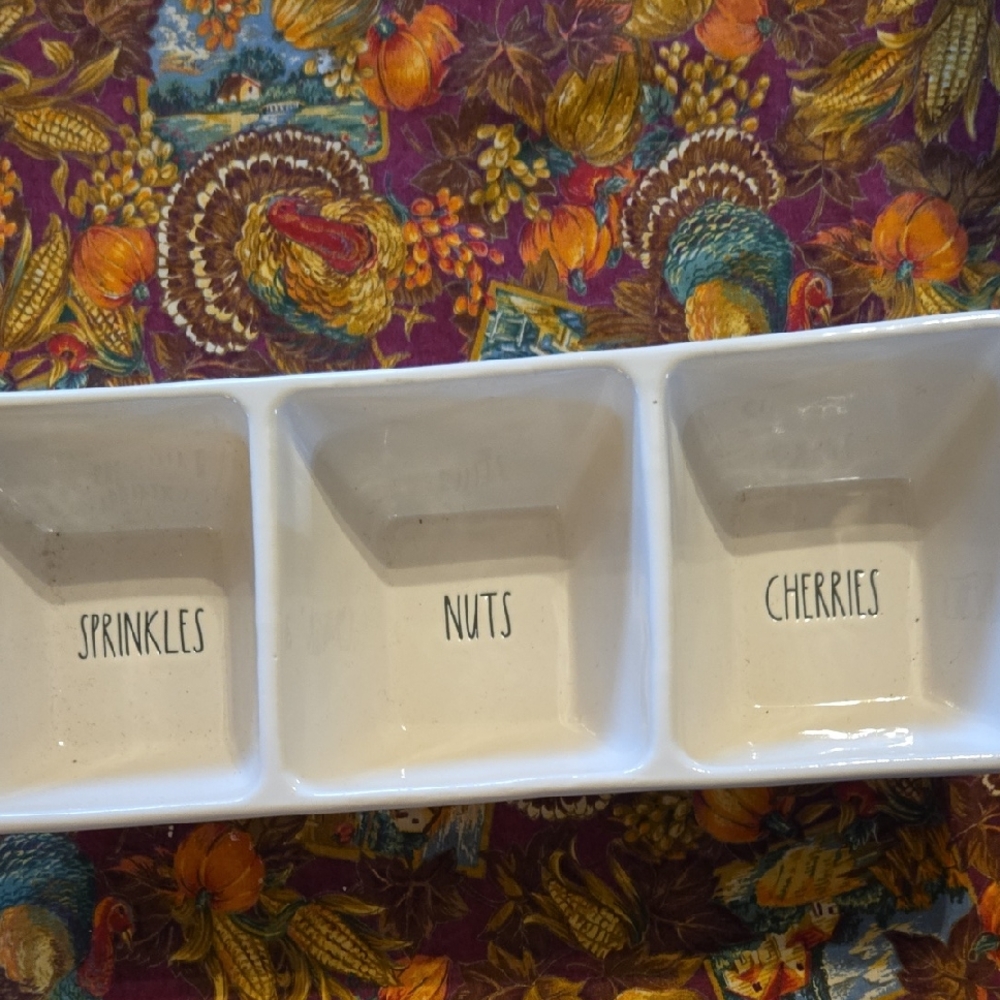 Rae Dunn White Ceramic Divided Tray